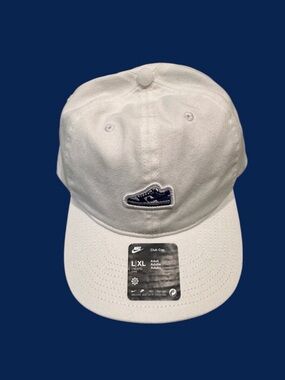Nike White Club Cap with Navy Shoe Patch Embroidery
